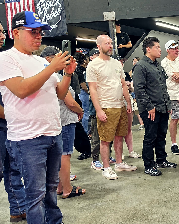 Spectators crowding the action at the NASCAR San Diego fan activation